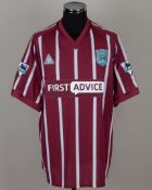Marc Vivien Foe maroon and white No.23 Manchester City match issued shirt, 2002-03