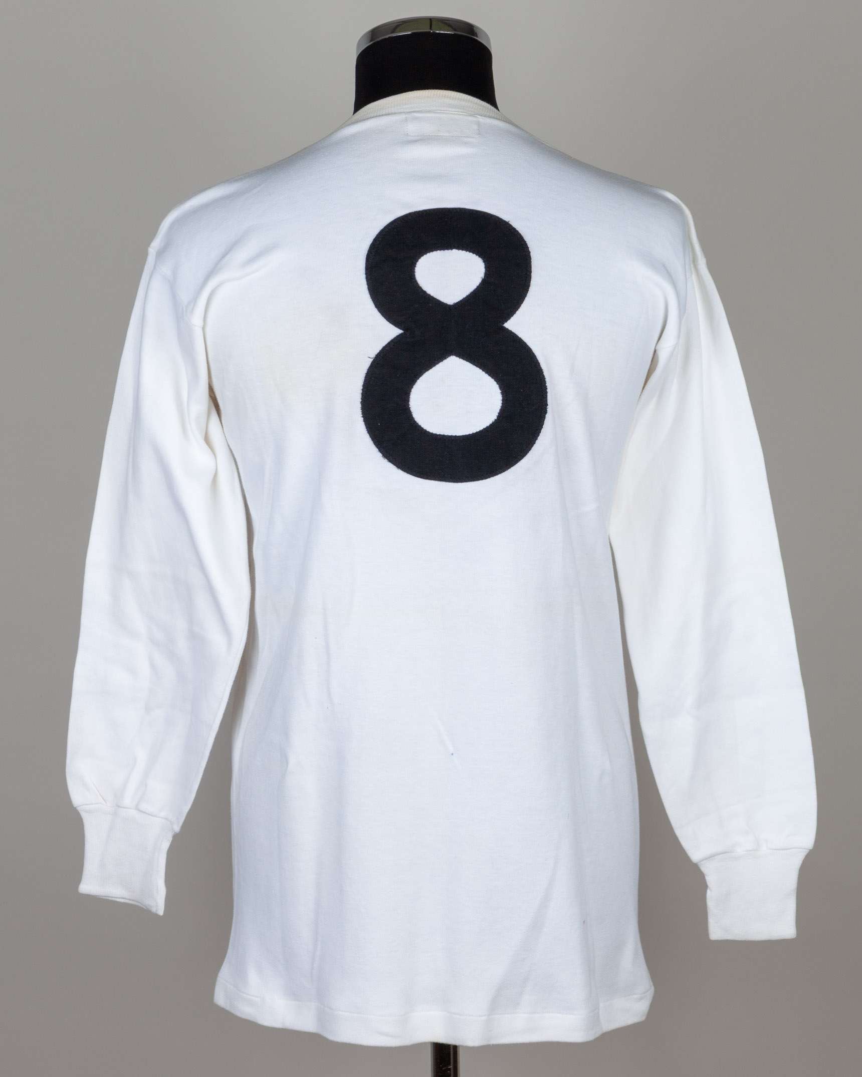 Colin Bell white No.8 Football League match worn long-sleeved shirt, 1968 - Image 2 of 4