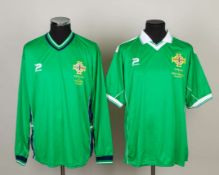 Sammy McIlroy two Northern Ireland match issued shirts