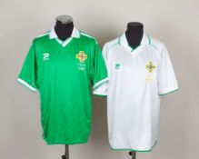 Sammy McIlroy two Northern Ireland match issued shirts