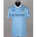 Carlos Tevez sky-blue and white No.32 Manchester City shirt v Wigan Athletic, 2011