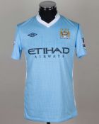 Carlos Tevez sky-blue and white No.32 Manchester City shirt v Wigan Athletic, 2011