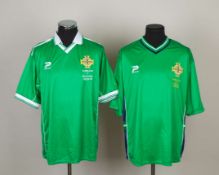 Sammy McIlroy two Northern Ireland match issued shirts
