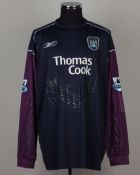 David James black and purple No.1 Manchester City match worn goalkeepers shirt, 2005