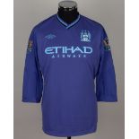 Joe Hart purple No.1 Manchester City match worn goalkeepers shirt, 2010-11