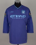 Joe Hart purple No.1 Manchester City match worn goalkeepers shirt, 2010-11