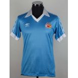 Sky-blue and white No.20 Manchester City short-sleeved shirt, 1979-80