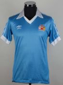 Sky-blue and white No.20 Manchester City short-sleeved shirt, 1979-80