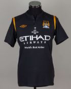 Black and yellow No.22 Manchester City match worn short-sleeved shirt, 2009