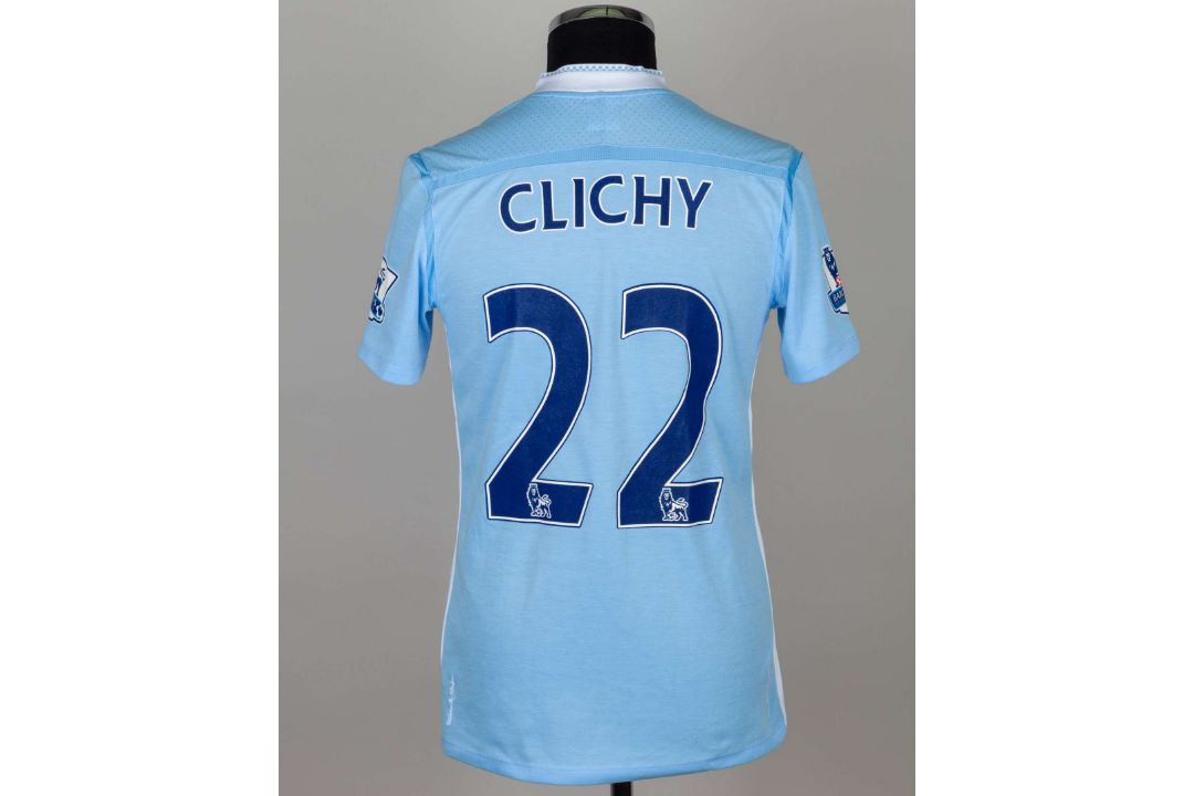 Gael Clichy sky-blue No.22 Manchester City match worn short-sleeved shirt, 2011-12 - Image 2 of 6