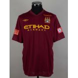 Micah Richards burgundy No.2 Manchester City v. Chelsea, match issued shirt, 2012