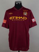 Micah Richards burgundy No.2 Manchester City v. Chelsea, match issued shirt, 2012