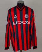 Kevin Horlock black and red No.6 Manchester City match worn long-sleeved shirt, 2002