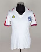 Sammy McIlroy white, red and blue No.5 England v. Northern Ireland match worn shirt, 1976