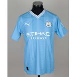 Julian Alvarez sky-blue and white No.19 Manchester City match issued shirt, 2024