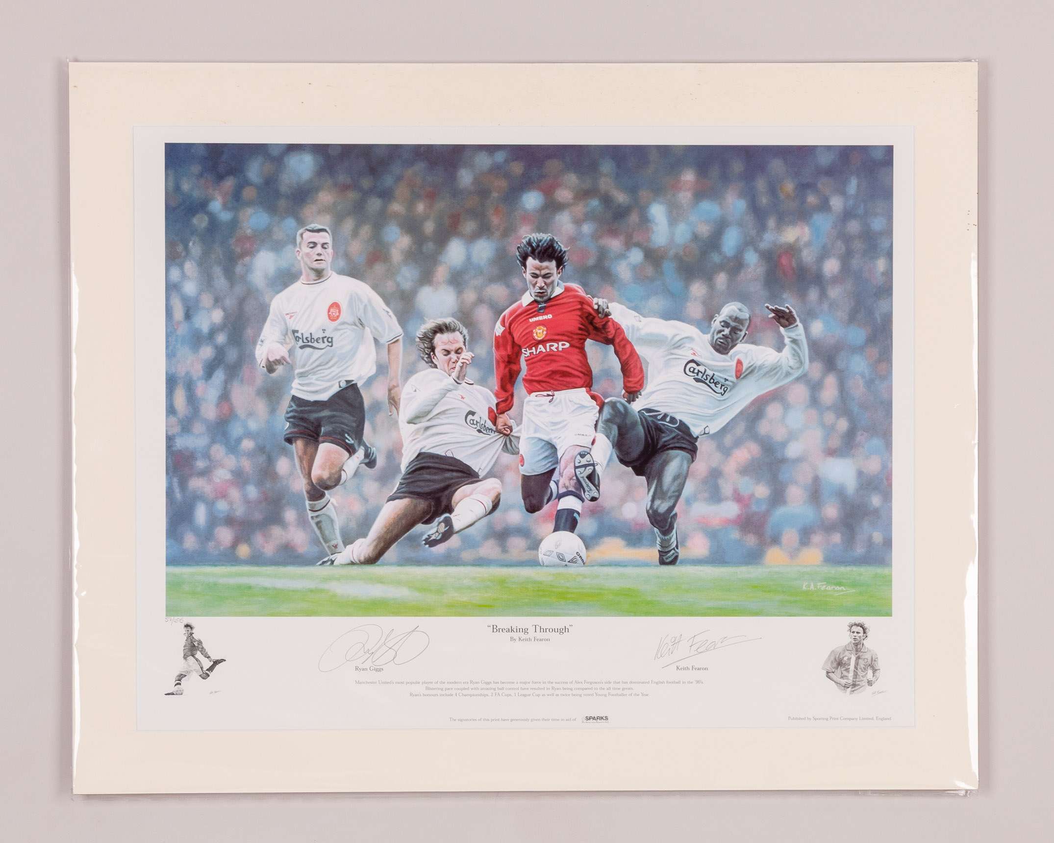 Breaking Through by Keith Fearon limited edition print featuring Ryan Giggs