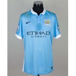 Yaya Toure sky-blue No.42 Manchester City match worn short-sleeved shirt, 2016