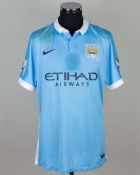 Yaya Toure sky-blue No.42 Manchester City match worn short-sleeved shirt, 2016