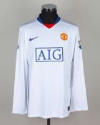 Wayne Rooney white and blue No.10 Manchester United long-sleeved shirt, 2008-09