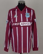 Kevin Horlock maroon and white No.6 Manchester City match worn long-sleeved shirt, 2002-03