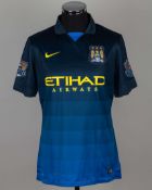Frank Lampard blue No.18 Manchester City match worn short-sleeved shirt, 2014