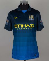 Frank Lampard blue No.18 Manchester City match worn short-sleeved shirt, 2014