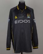 Nicky Weaver black and yellow No.1 Manchester City match worn goalkeepers shirt, 2000-01