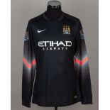 Joe Hart black and pink No.1 Manchester City match issued goalkeepers shirt, 2015