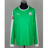 Ederson green and white No.31 Manchester City match prepared Community Shield shirt, 2019