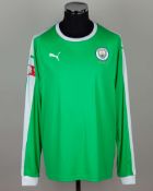 Ederson green and white No.31 Manchester City match prepared Community Shield shirt, 2019