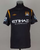 Sylvinho black and yellow No.16 Manchester City match worn short-sleeved shirt, 2010