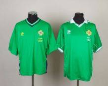 Sammy McIlroy two Northern Ireland match issued shirts