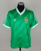 Sammy McIlroy green No.8 Northern Ireland match issued short-sleeved shirt, 1986