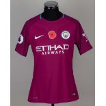 Kevin De Bruyne purple No.17 Manchester City match worn short-sleeved shirt, 2017