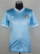 Clive Wilson sky blue and white No.11 Manchester City match worn short-sleeved shirt, 1986