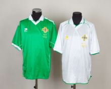Sammy McIlroy two Northern Ireland match issued shirts