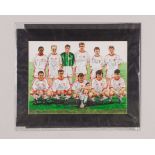 Neil Holt 1991 European Cup Winners Cup Final team line-up watercolour