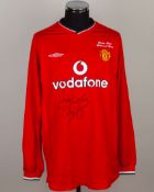 Ryan Giggs red No.11 Denis Irwin Testimonial long-sleeved shirt, 2000&nbsp;
