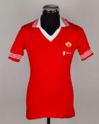 Sammy McIlroy red No.8 Manchester United F.A.Cup Final match worn short-sleeved shirt, 1976