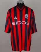 Kevin Horlock black and red No.6 Manchester City match worn short-sleeved shirt, 2000-01