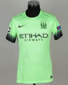 Fernando green and black No.6 Manchester City semi-final match worn short-sleeved shirt, 2016