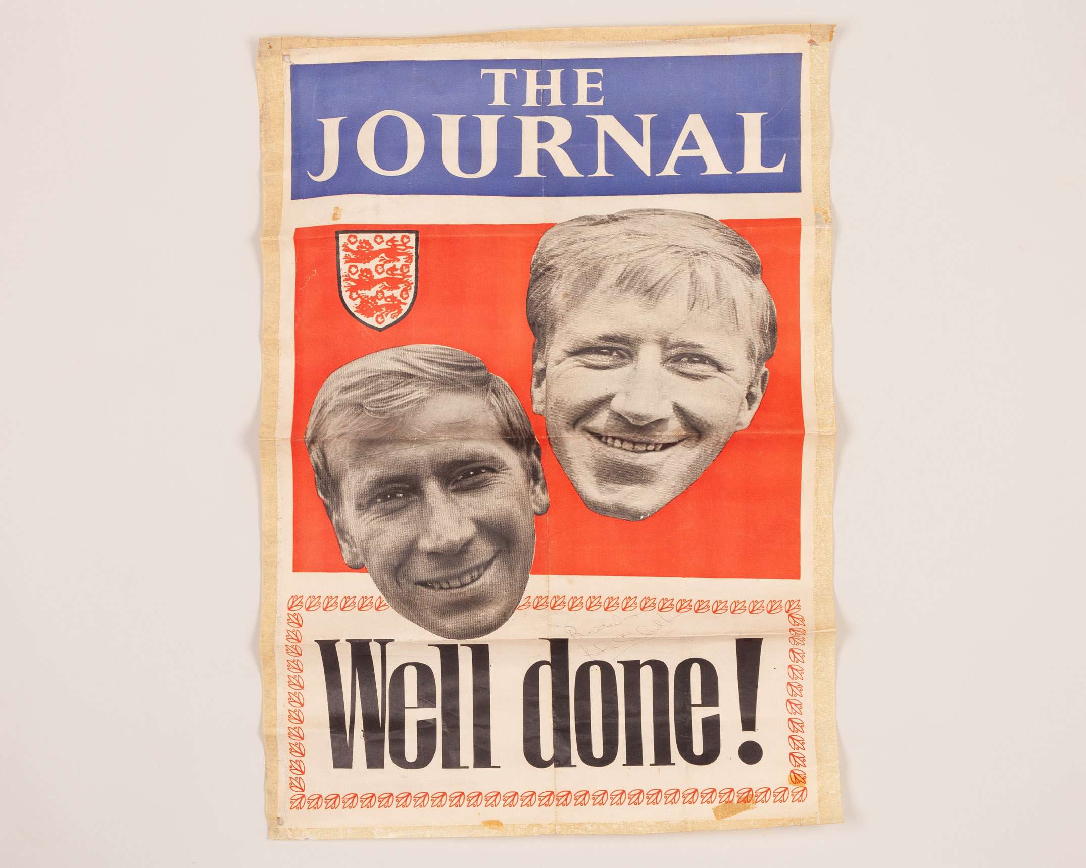Bobby Charlton signed poster printed by The Journal