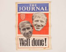 Bobby Charlton signed poster printed by The Journal