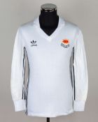 Sammy McIlroy white and black No.4 Testimonial match worn long-sleeved shirt, 1981