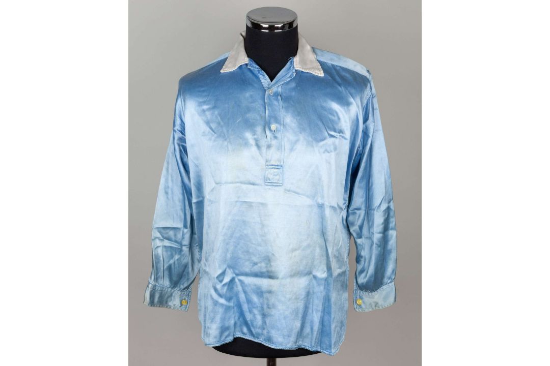 Billy Sowden rare sky-blue and white No.9 Manchester City match worn shirt, 1953 - Image 1 of 4