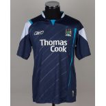 Bradley Wright-Phillips blue and white No.42 Manchester City match worn shirt, 2005-06