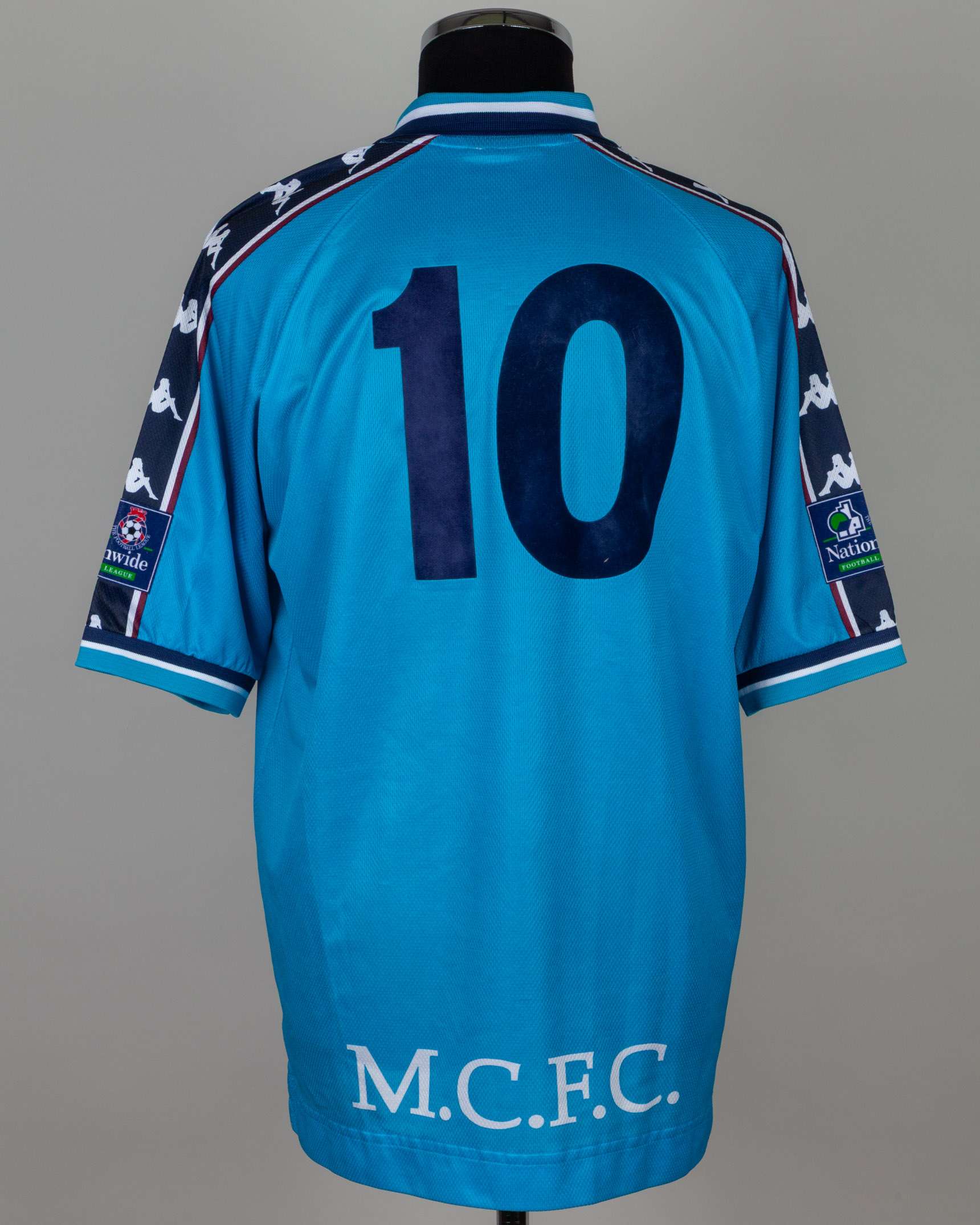 Blue and white No.10 Manchester City short-sleeved shirt, 1997-99 - Image 2 of 5
