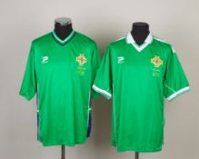 Sammy McIlroy two Northern Ireland match issued shirts