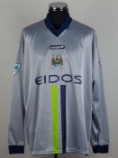 George Weah silver Manchester City match issued long-sleeved shirt, 2000-01