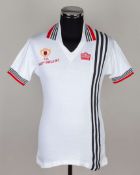 Sammy McIlroy white and black No.4 Manchester United Charity Shield match worn shirt, 1977